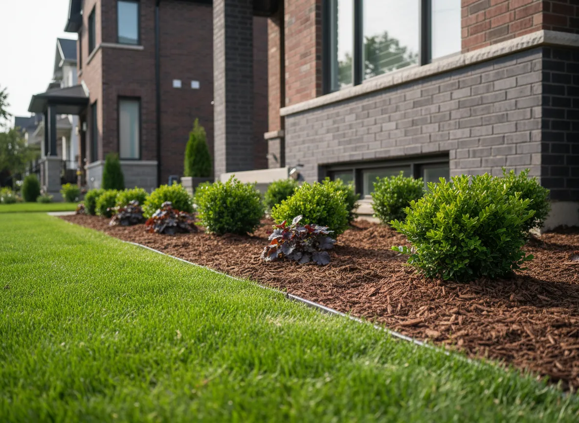 Freshly installed mulch and clean garden bed in GTA