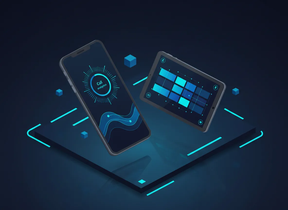 Phone mockup with AI voice waveform