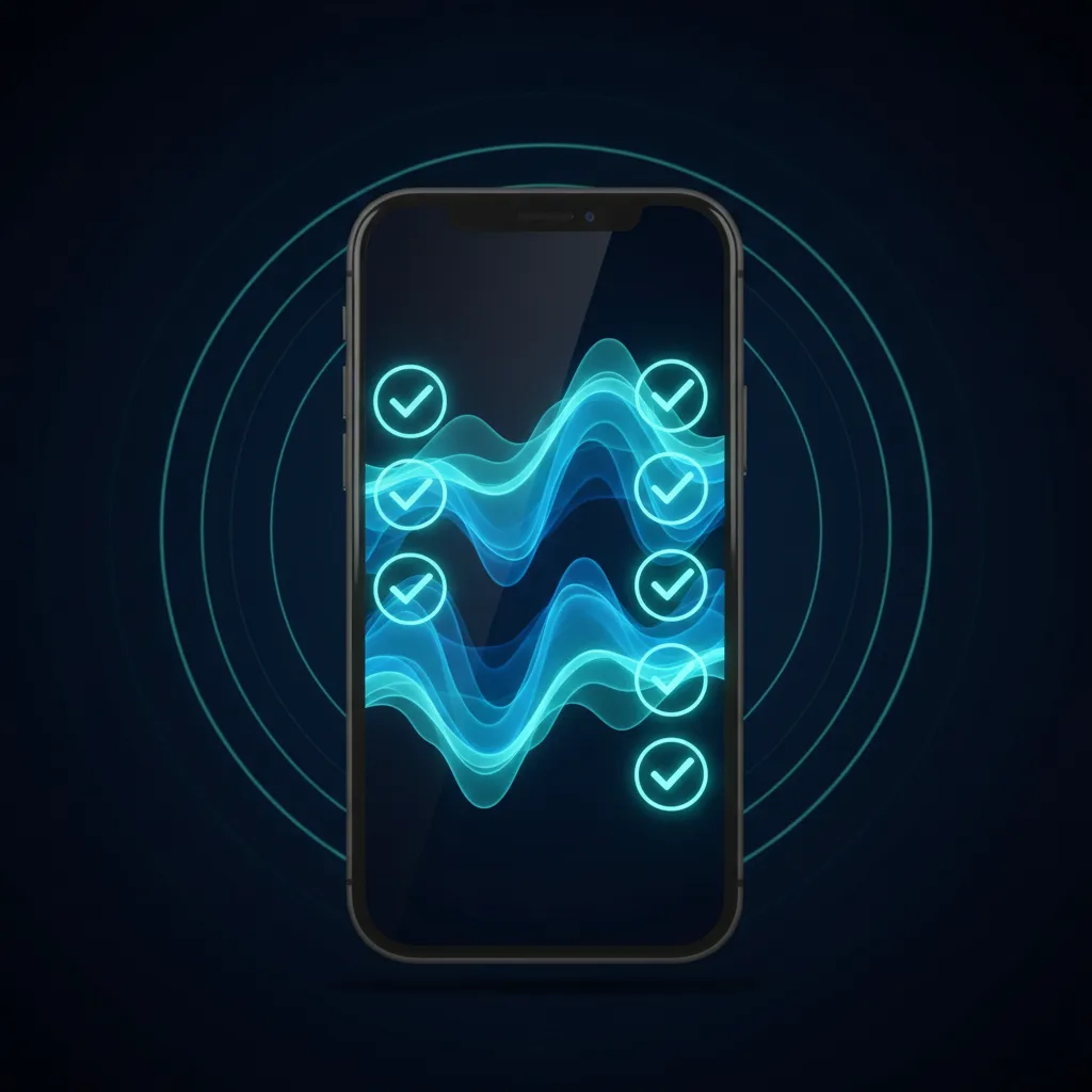 Abstract phone and AI wave graphic