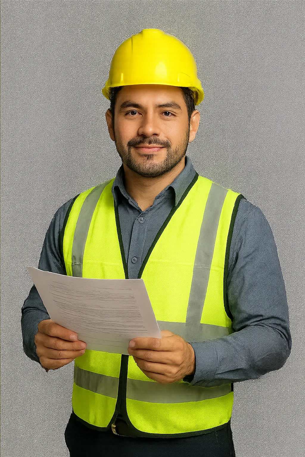 Trabajador profesional con equipo de seguridad industrial certificado STPS