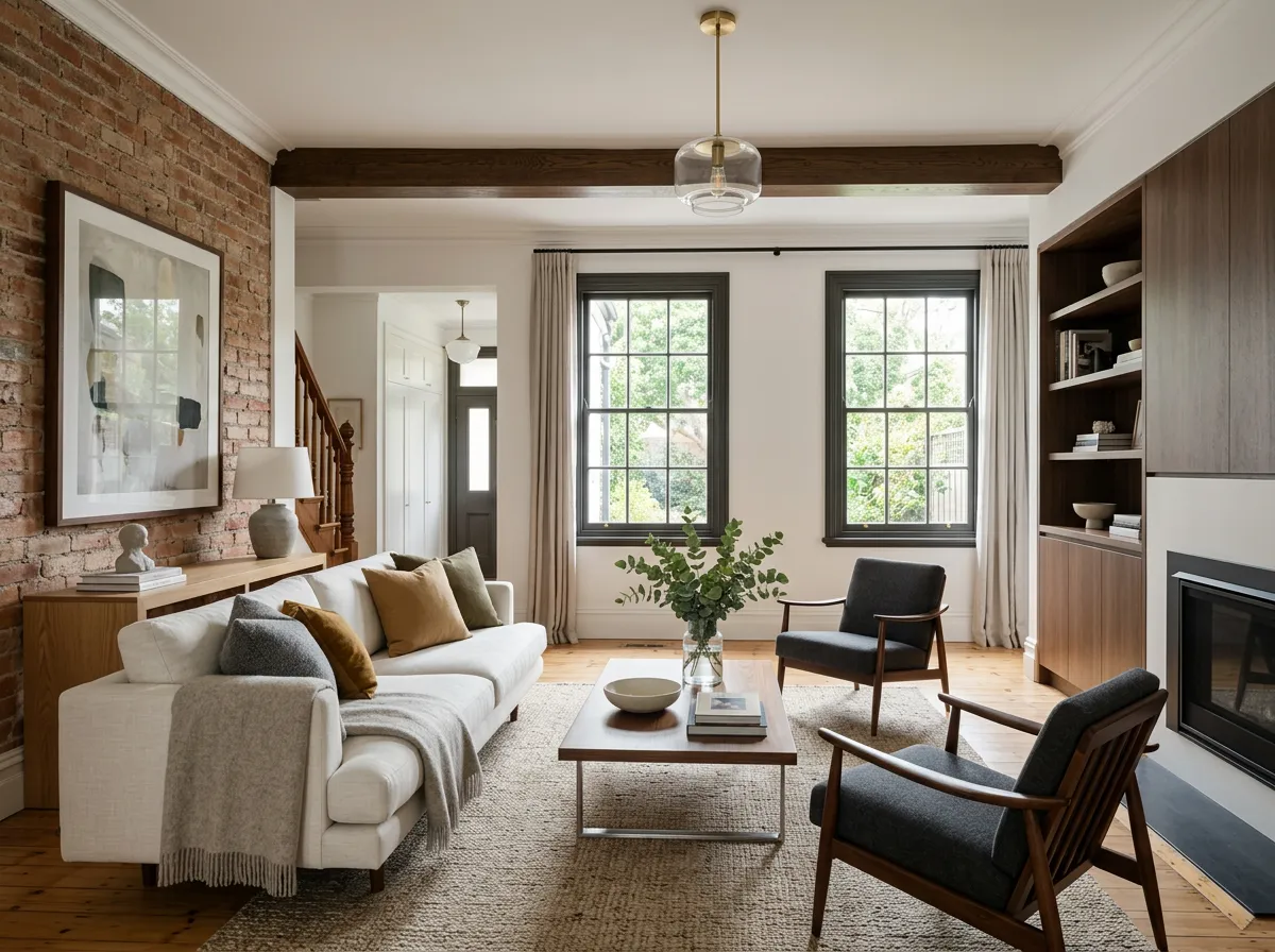 Photo of a whole-home transformation living room area.