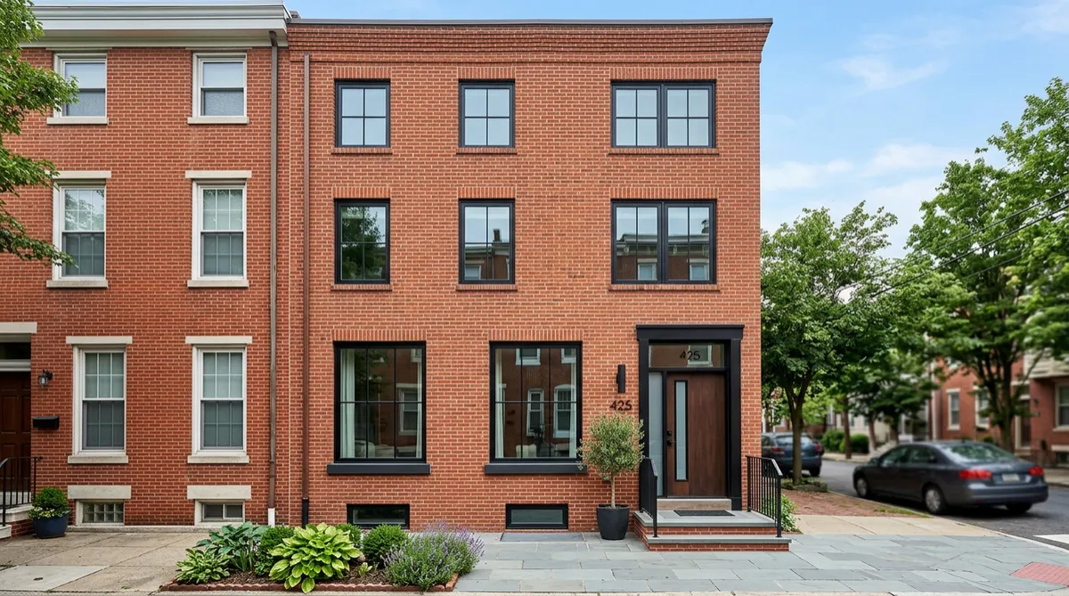 Exterior shot of a Baltimore residential property featuring a recent addition.