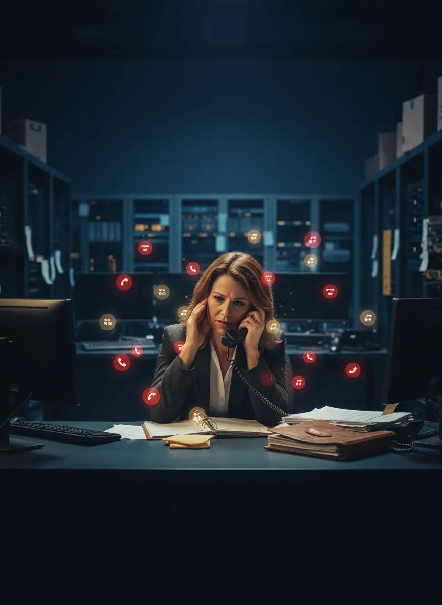 Overwhelmed moving business owner and chaos visual