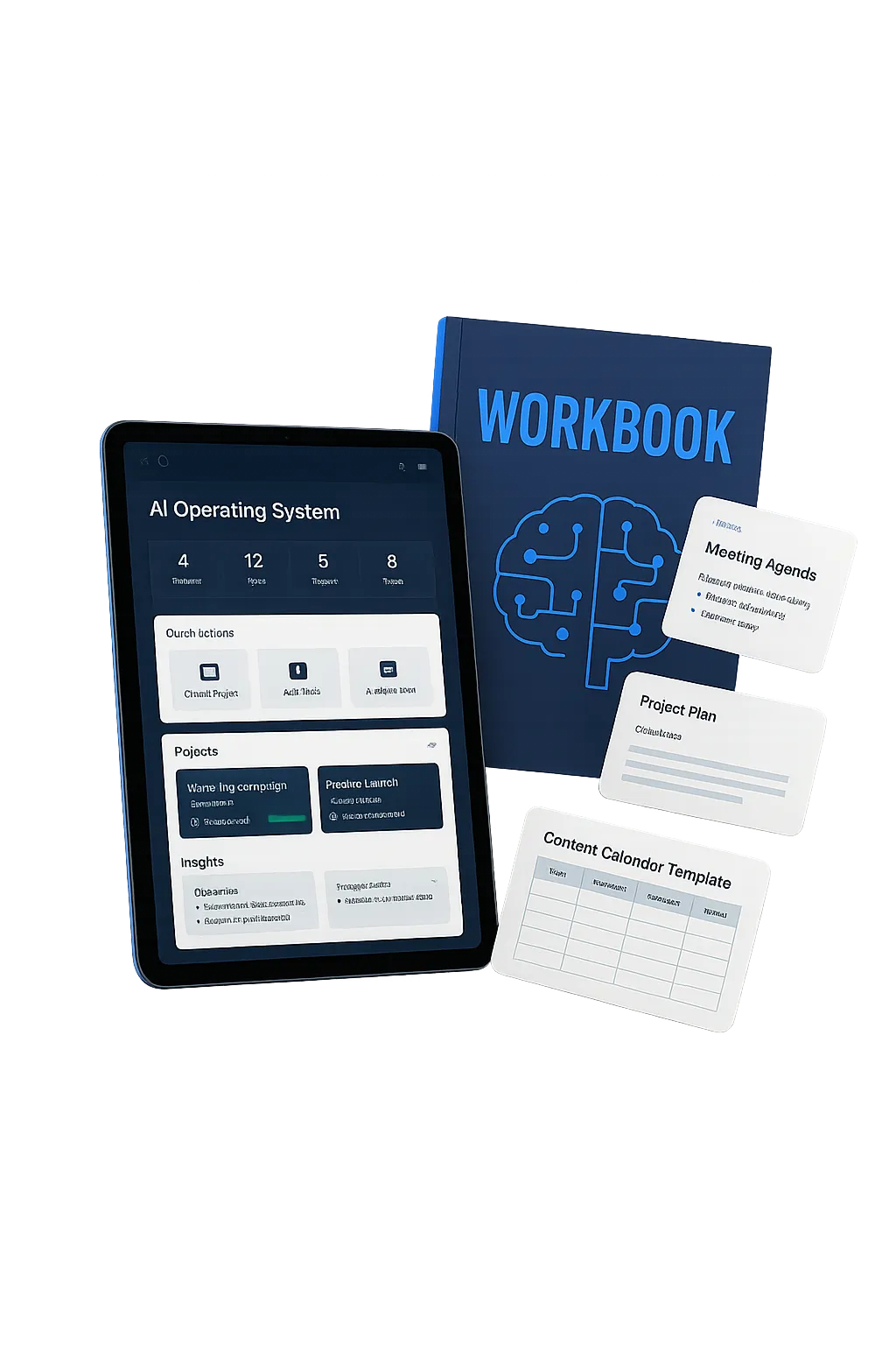 Composite mockup of the AI Operating System Template and Workshop Workbook
