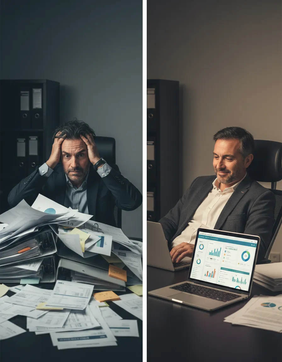 Business owner stressed vs relaxed