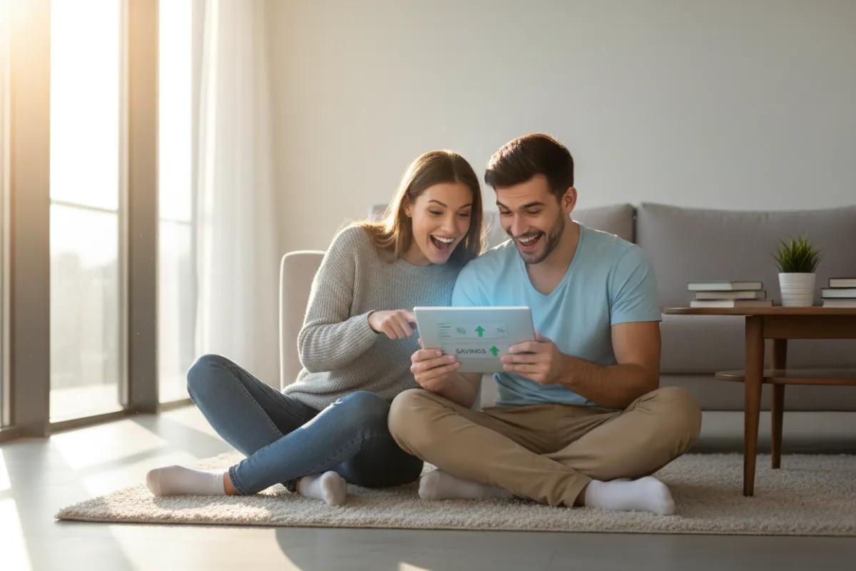 couple revewing home building materials online