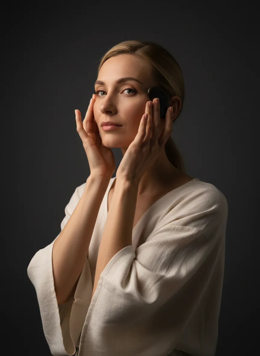 Serene portrait of a somatic practitioner