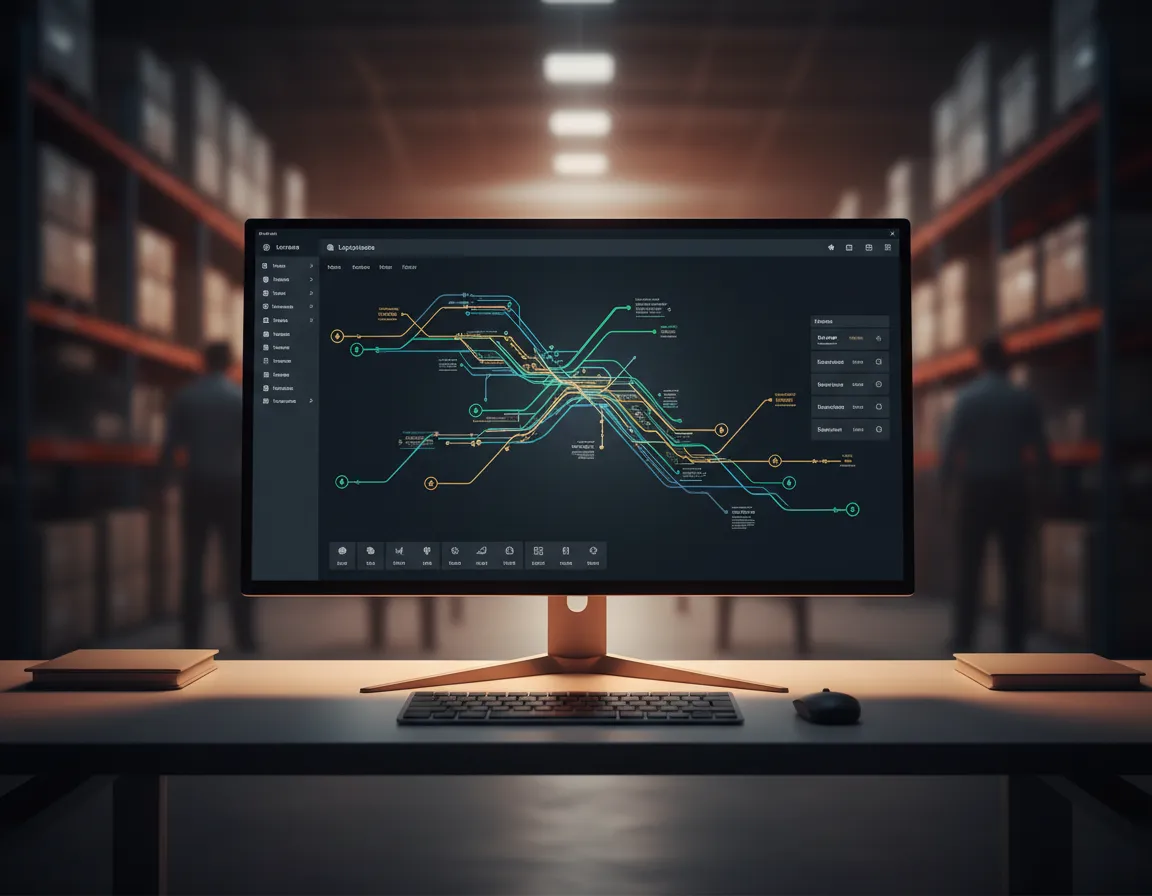 Dashboard showing active delivery routes and tracking statuses