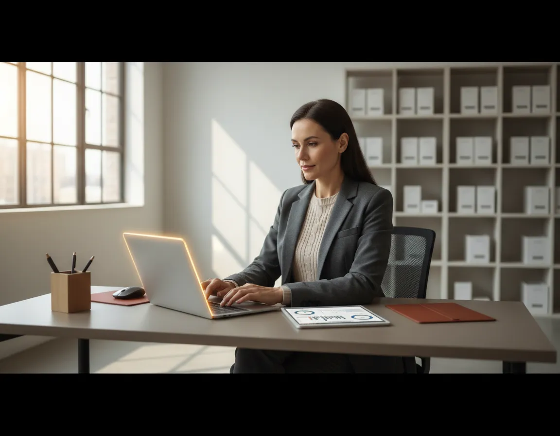 Logistics operations professional entering order data