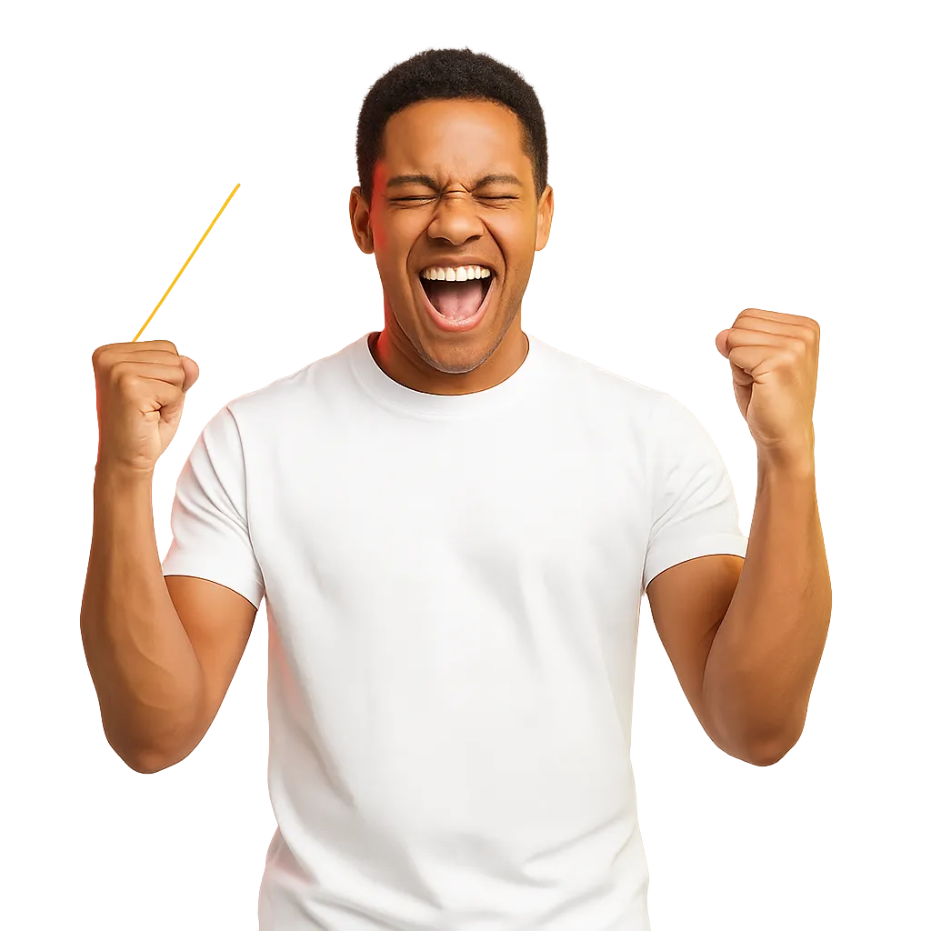 Excited person celebrating success