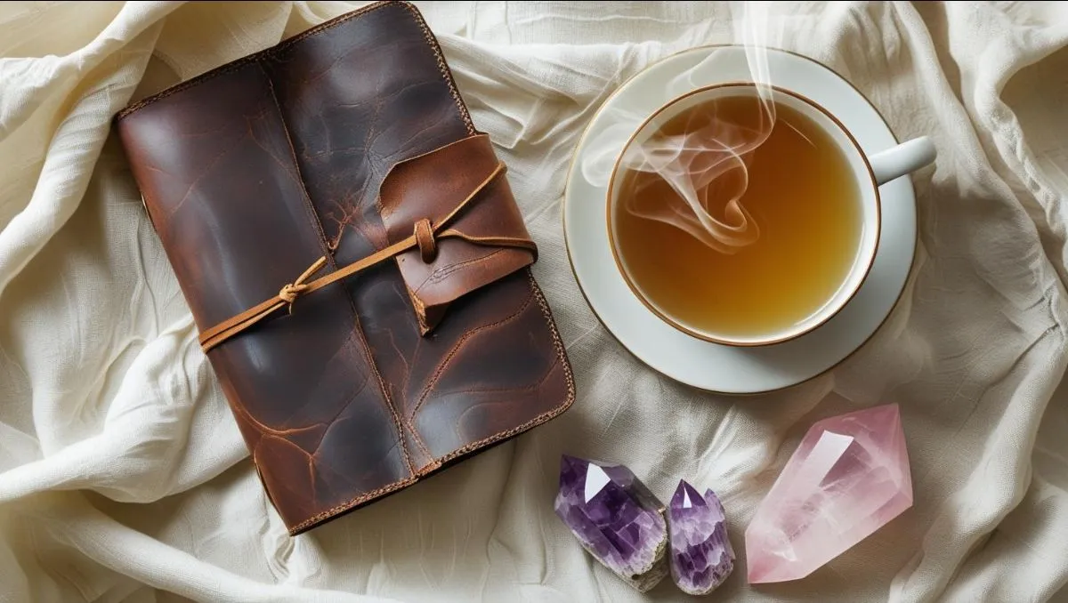 Beginner's Guide to Mindfulness with coffee and crystals