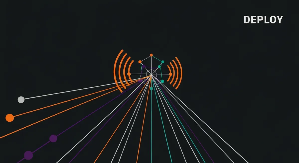 Abstract artwork for DEPLOY — activate → distribute → connect