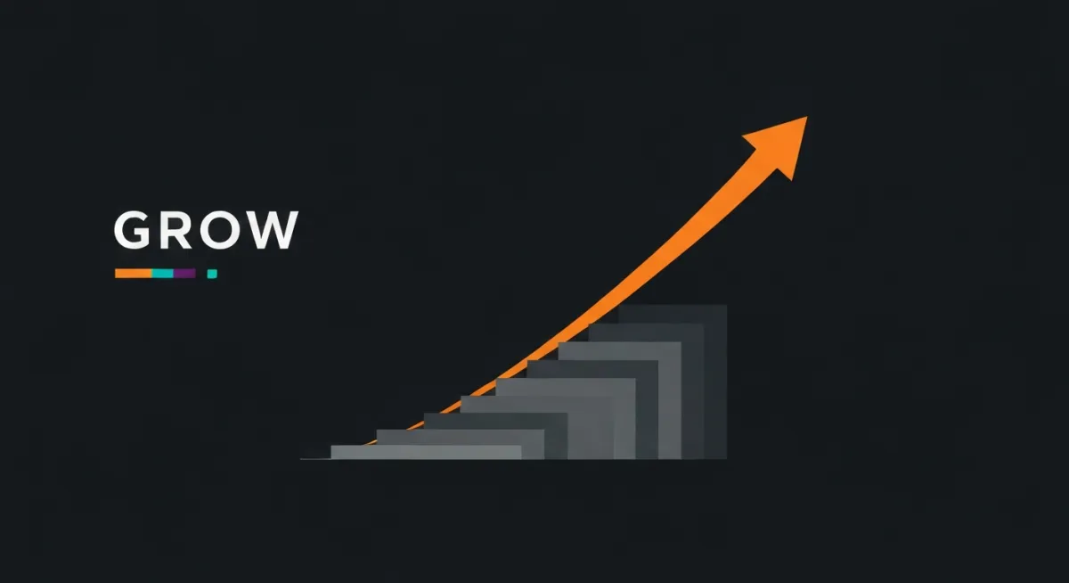 Abstract artwork for GROW — measure → optimize → grow
