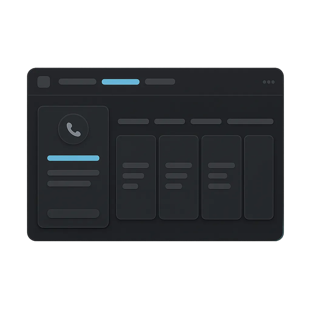 Technical UI Frame showing simplified booked call dashboard