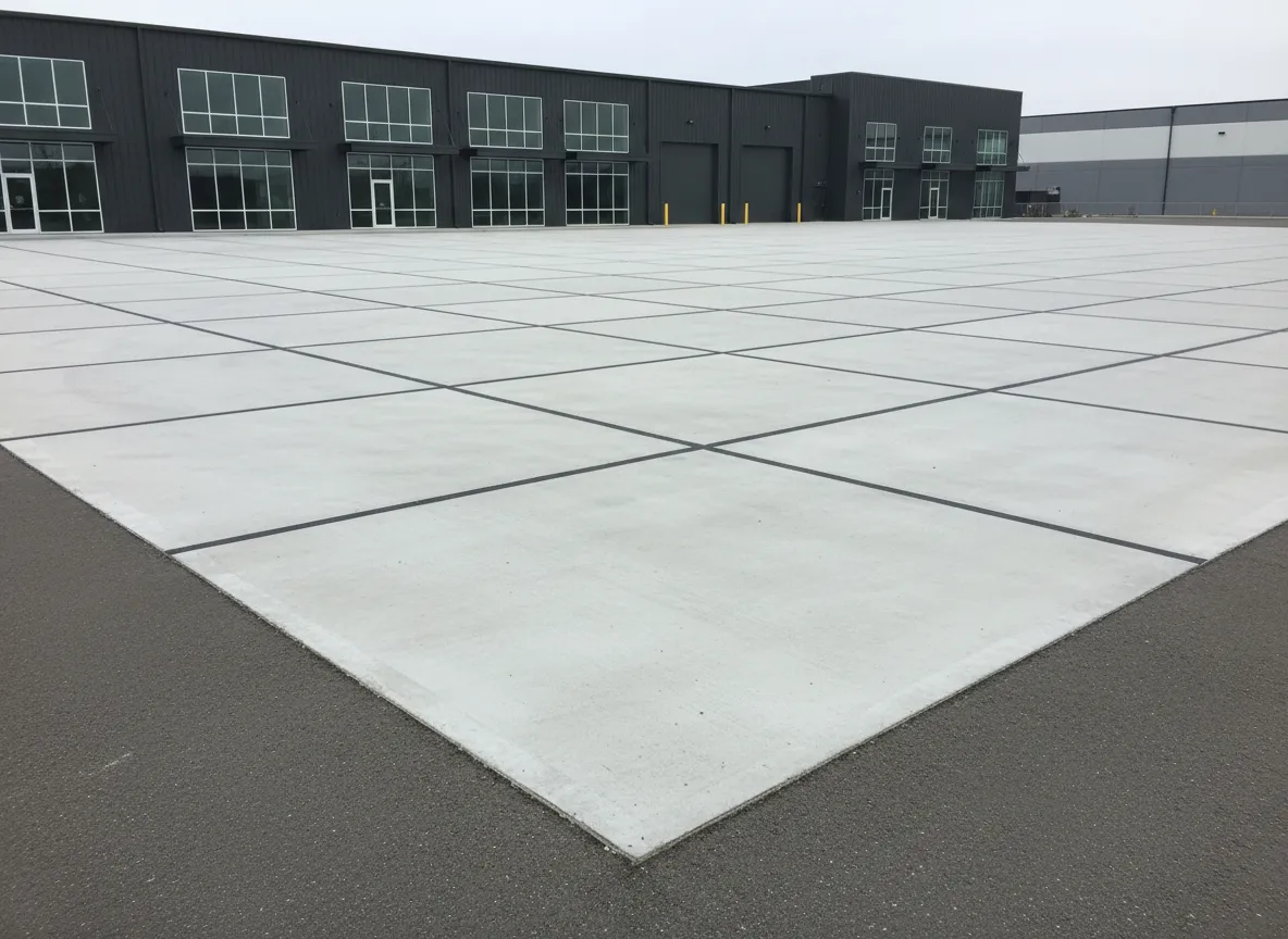 Commercial concrete slab outside a warehouse