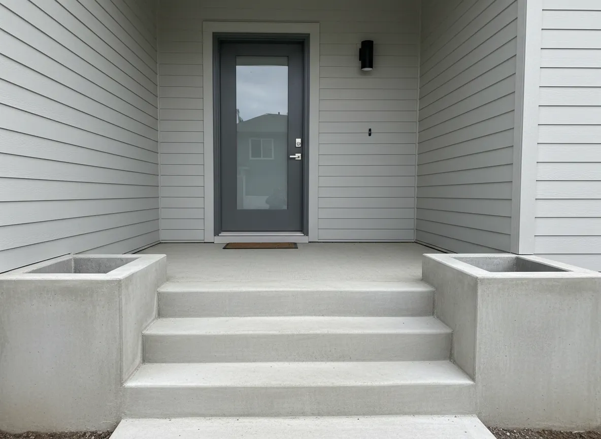 Concrete steps and entryway at a residential home