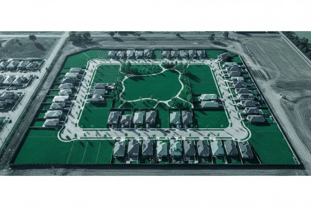 Greater Melbourne aerial view showing rapid structural development