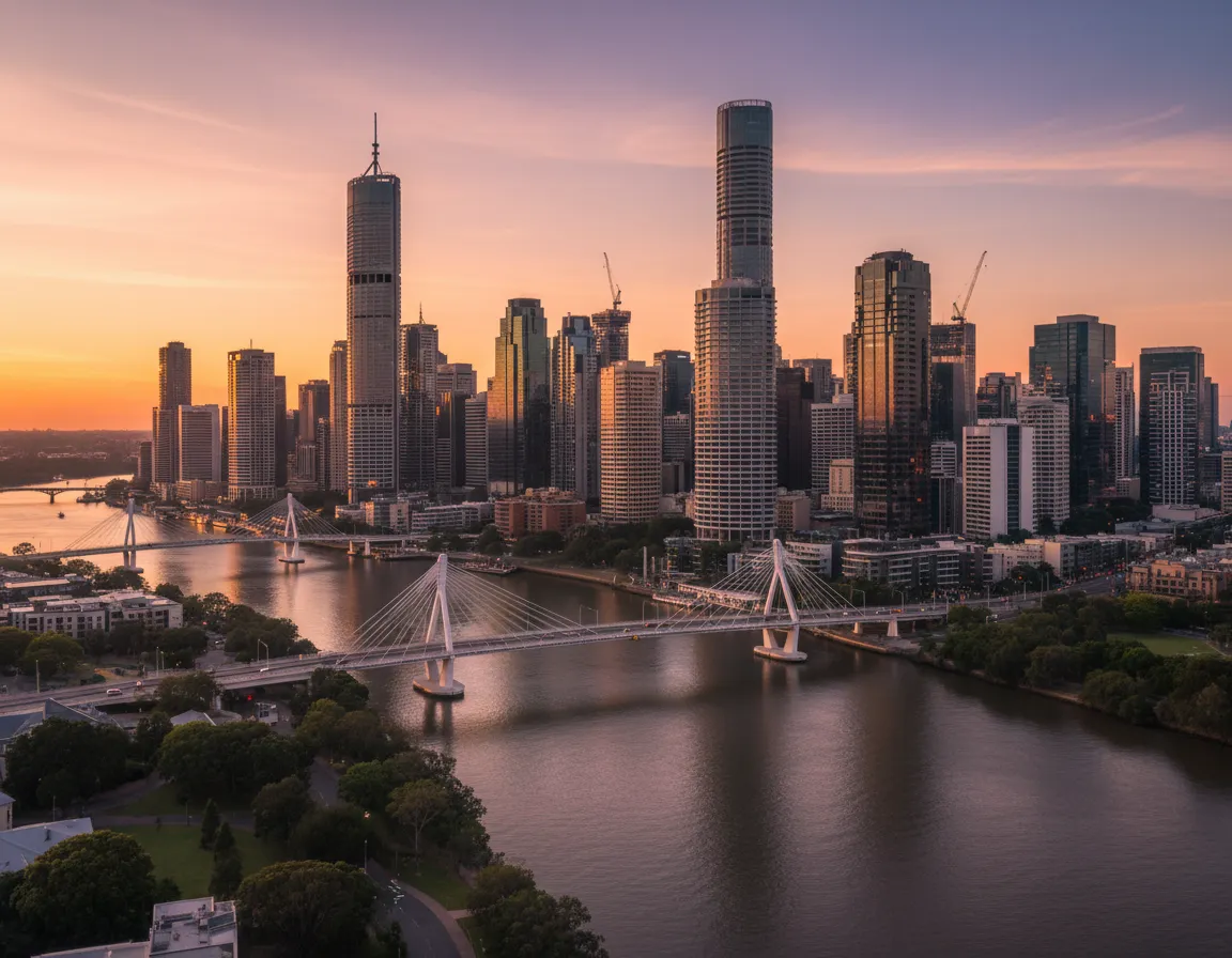 Brisbane skyline at sunset