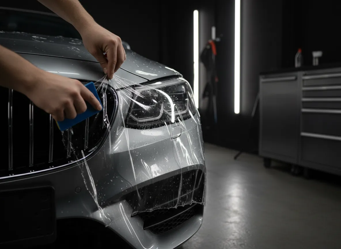 Paint protection film installation on front bumper