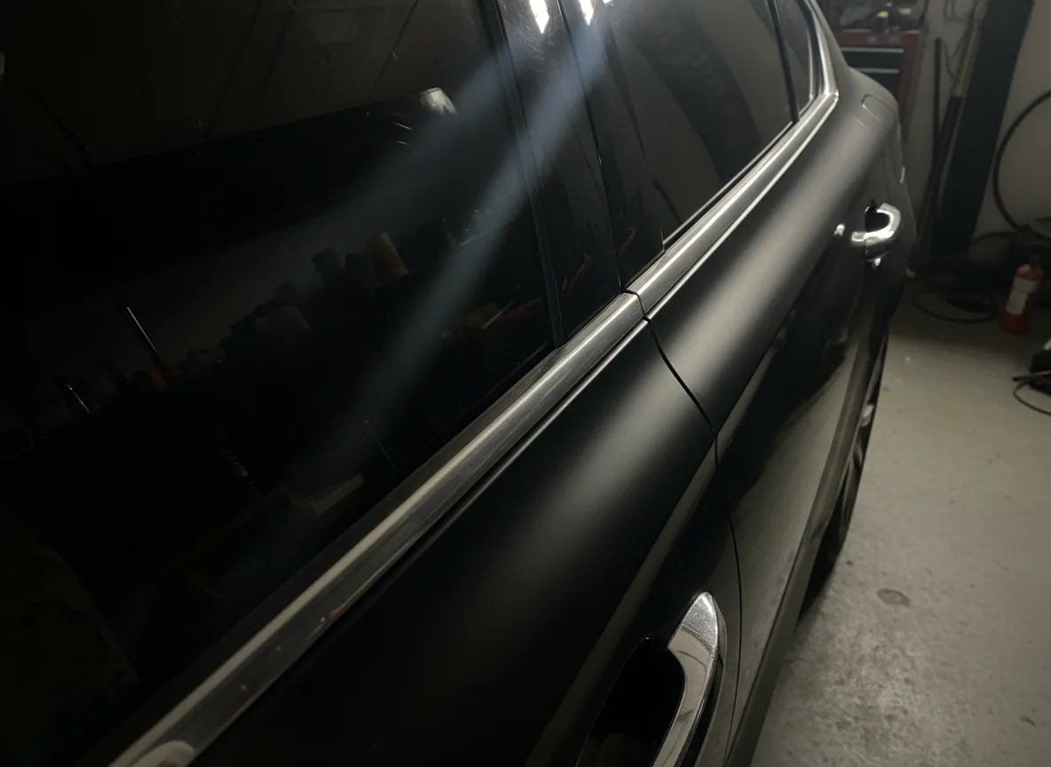 Chrome delete blackout trim on performance sedan