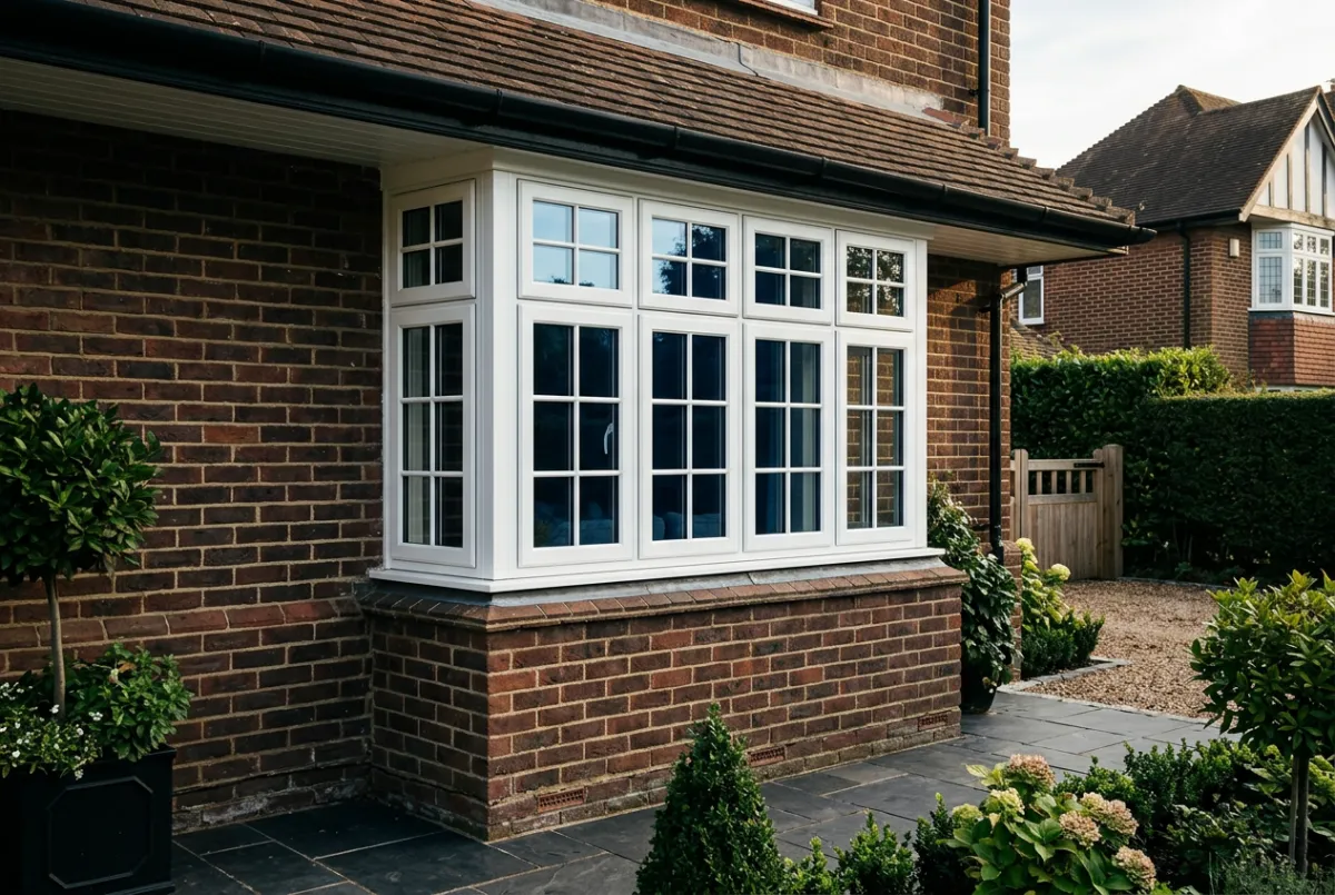 Modern white uPVC casement windows on a British residential home