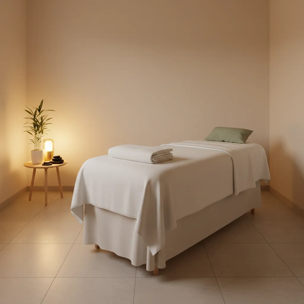 Immaculate, clinical, and spotless massage room