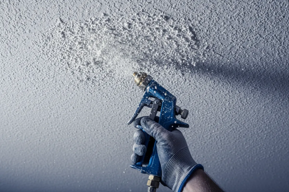 Applying spray texture to a ceiling