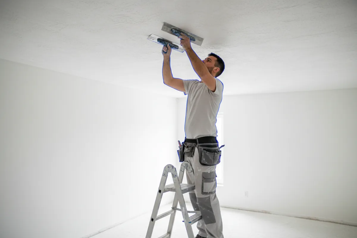 Professional ceiling repair and texturing process
