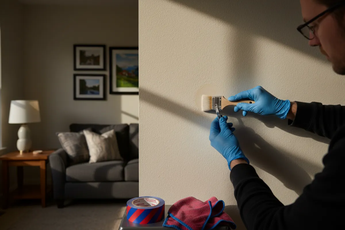 Seamless paint blending and texture restoration over drywall patch