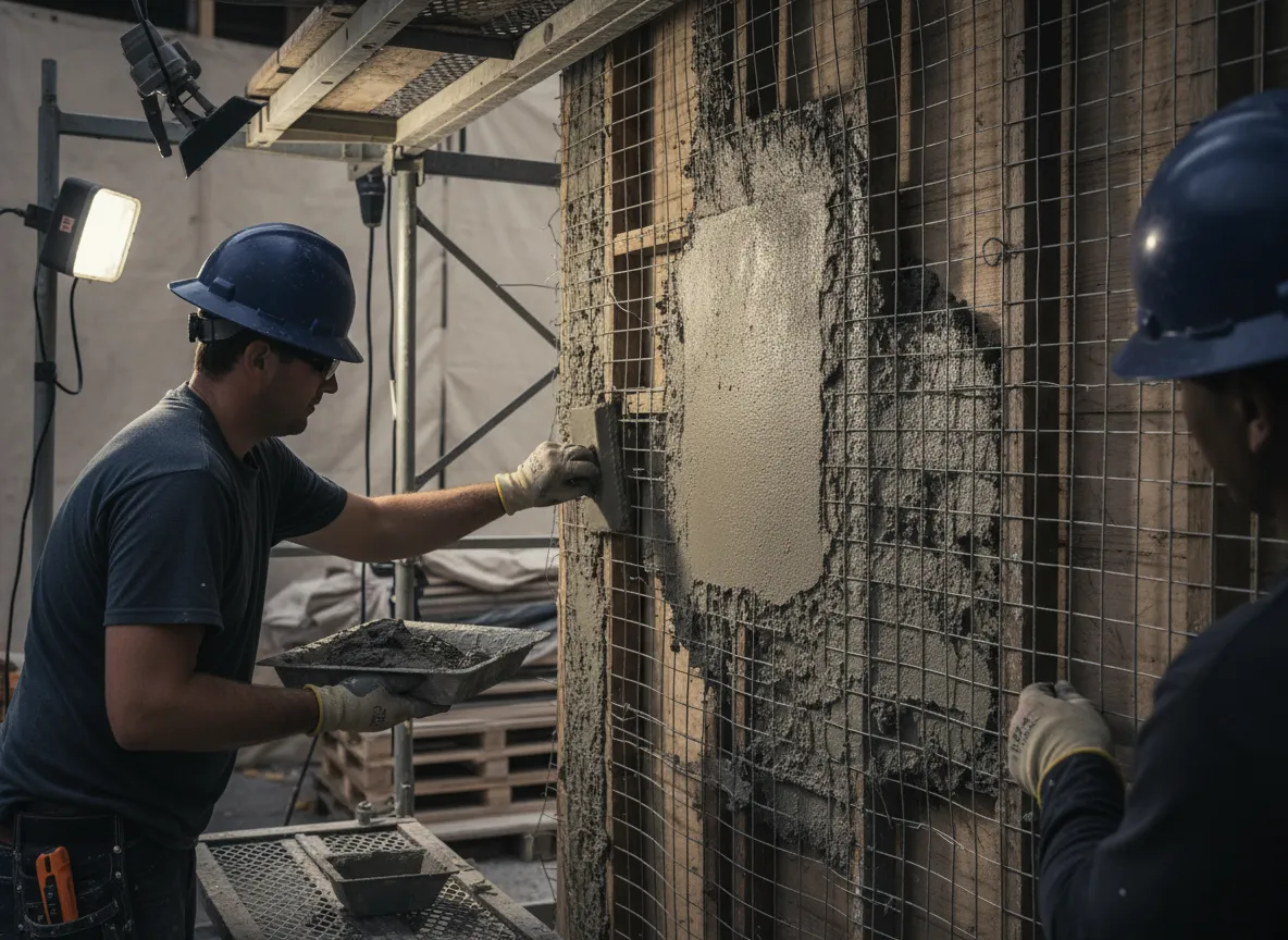 Stucco lath and base reconstruction
