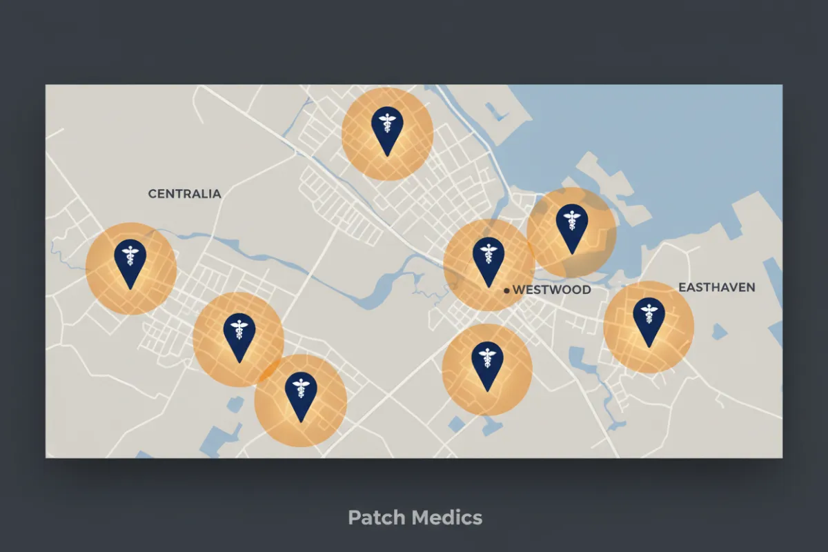 Interactive coverage area map showing stucco repair service regions