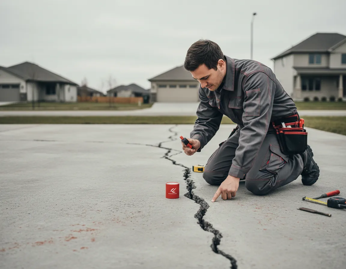 Cracked concrete slab requiring professional repair services