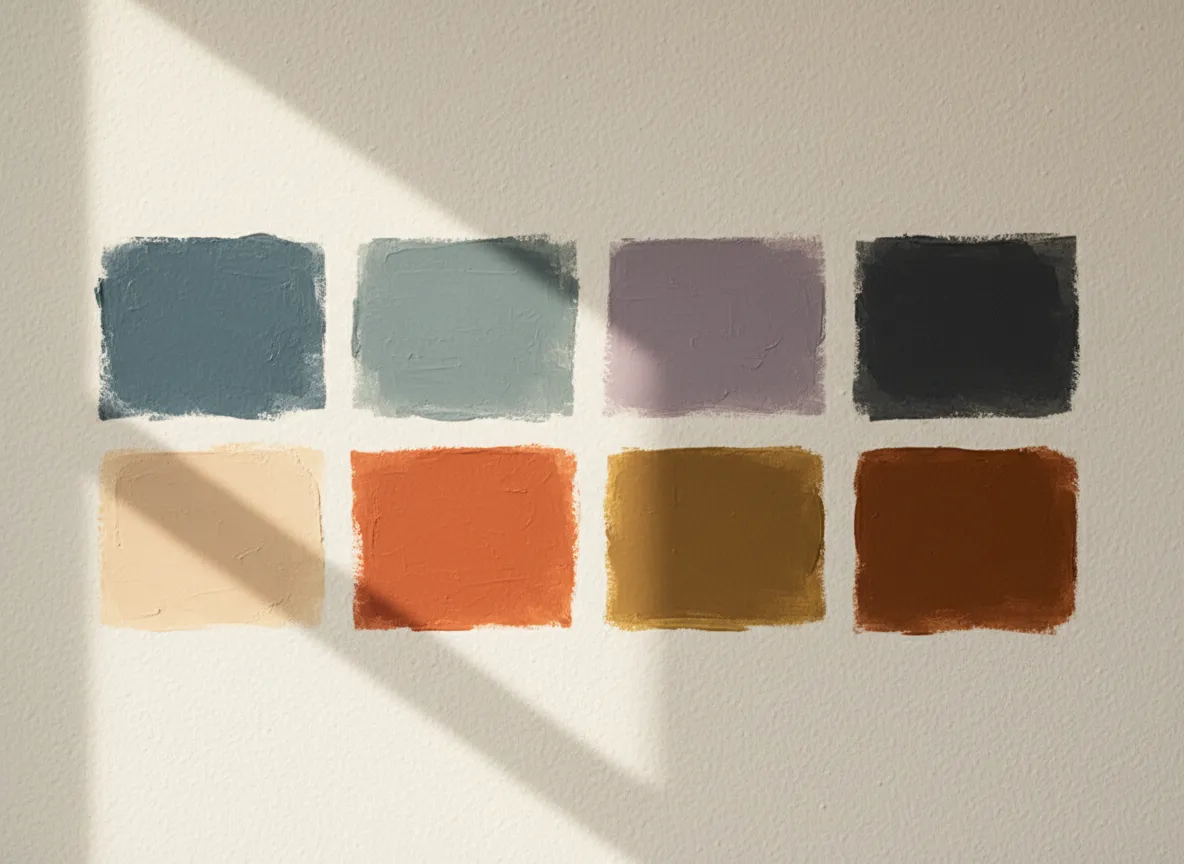 Testing paint color swatches under natural light.