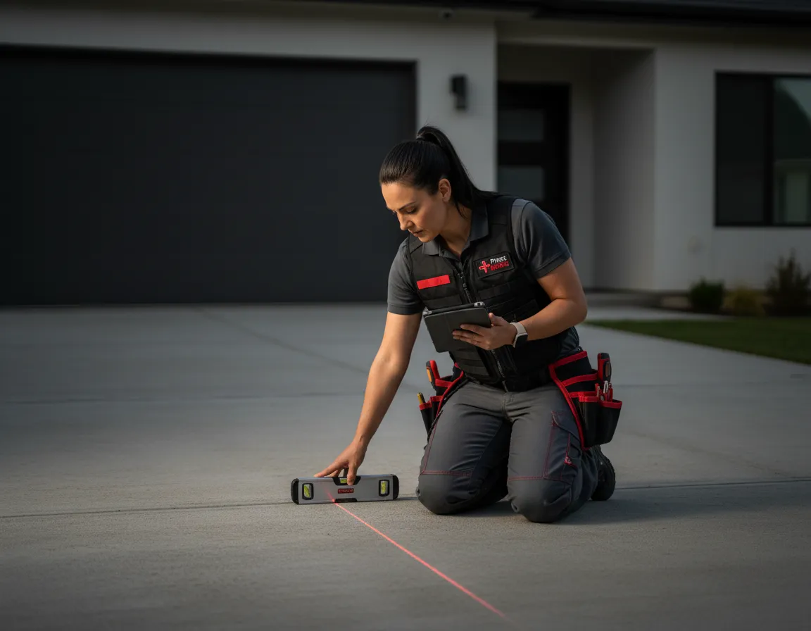Certified technician inspecting a slab