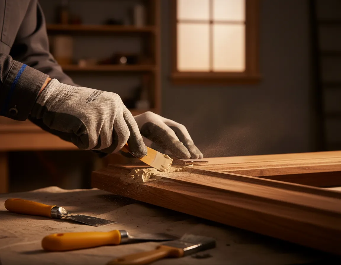 Professional wood patch repair on home exterior