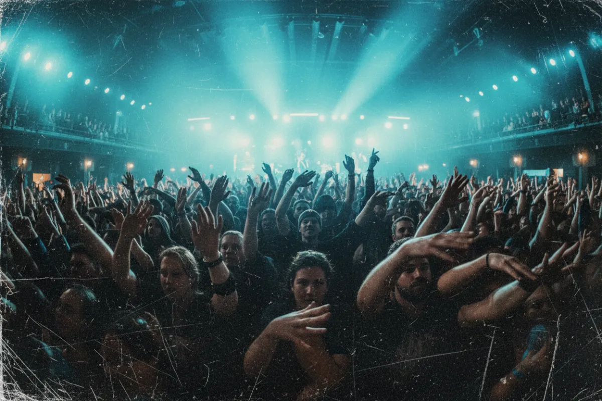 Studio scene with diverse musicians, grunge style