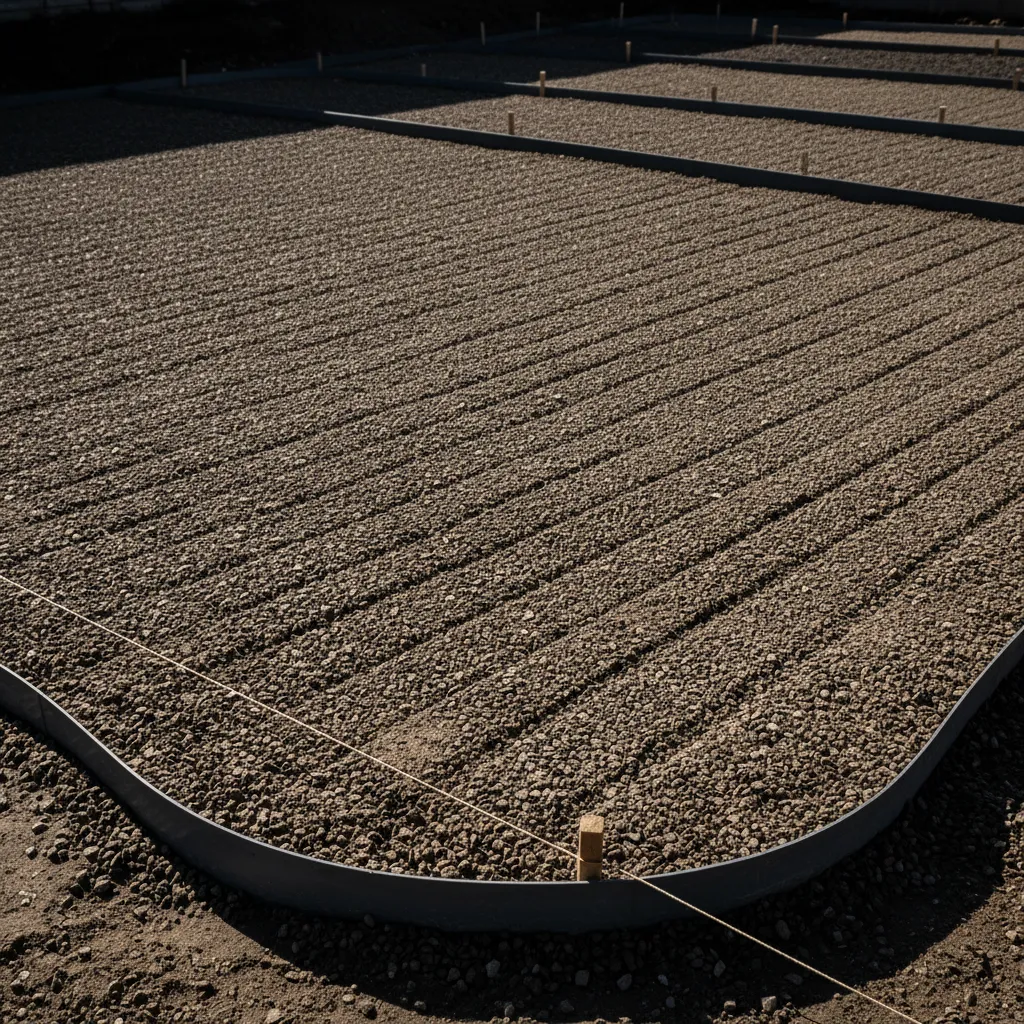 Compacted base layer before pavers are set.