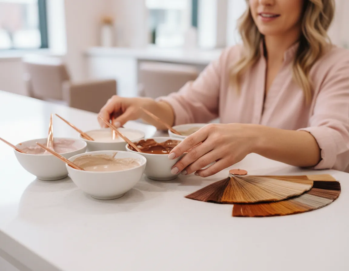 Colorist preparing hair color palette
