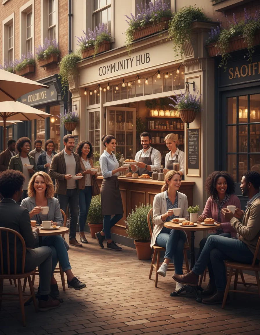 Illustration or photo showcasing a vibrant community spot