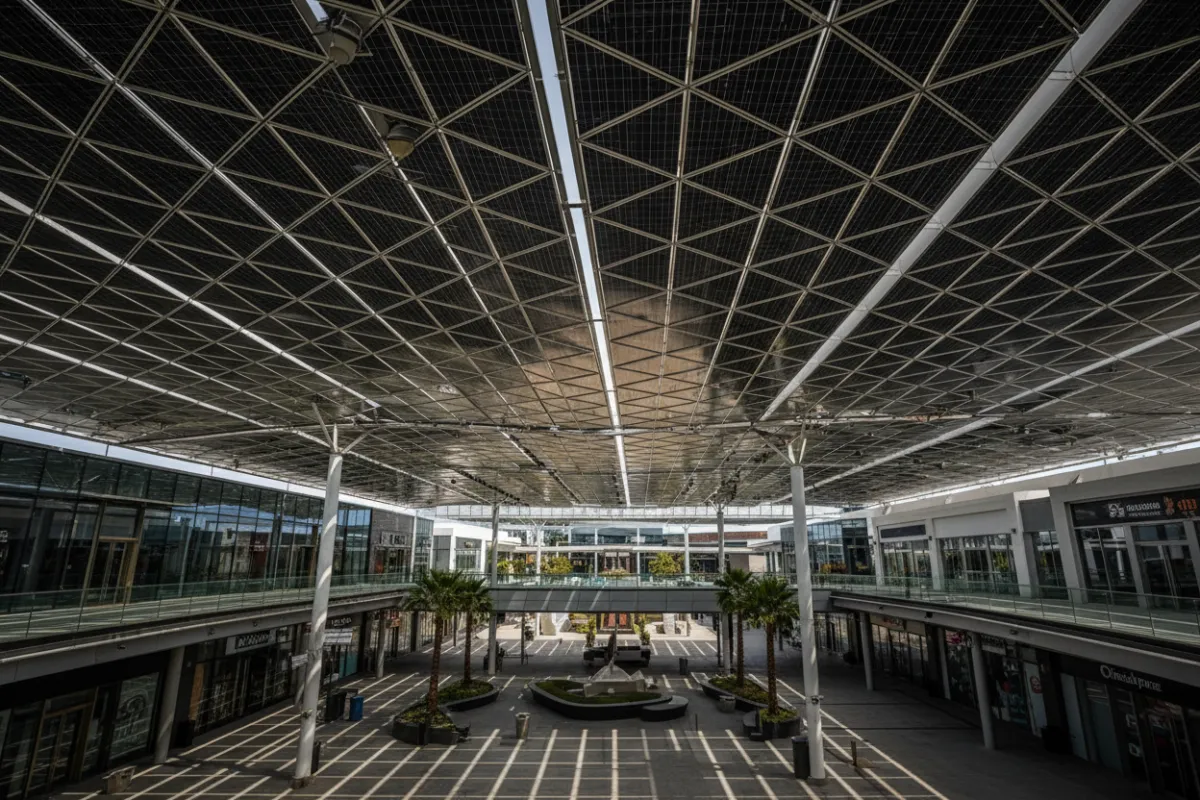 Foto de plaza comercial con sistema fotovoltaico