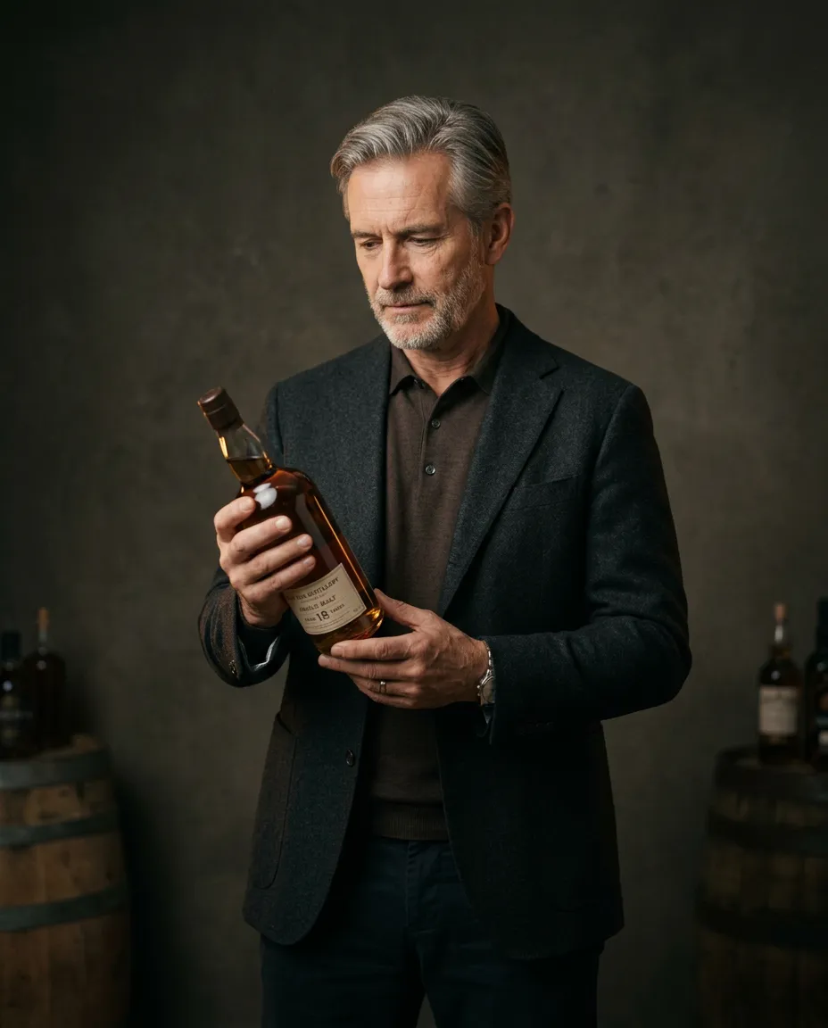 Beverage industry specialist inspecting premium cellar inventory