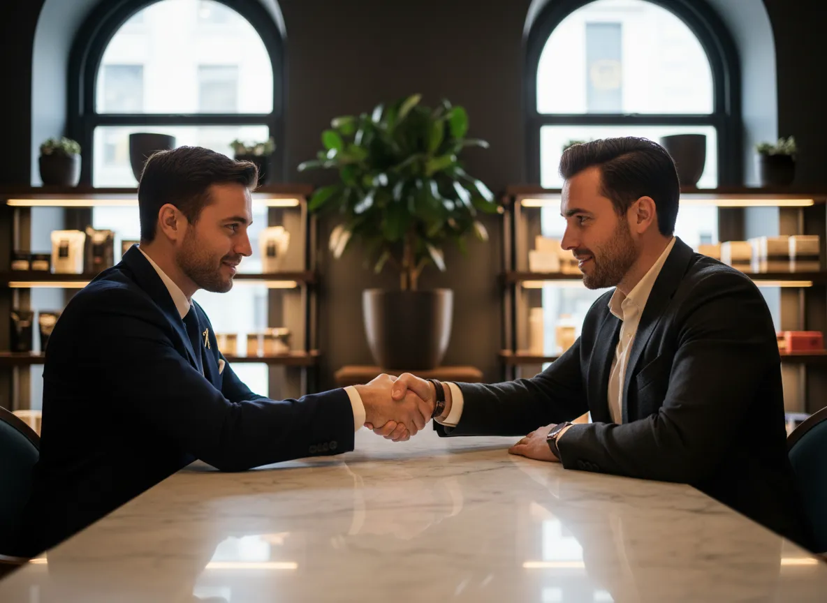 Professional business consultant meeting a local business owner