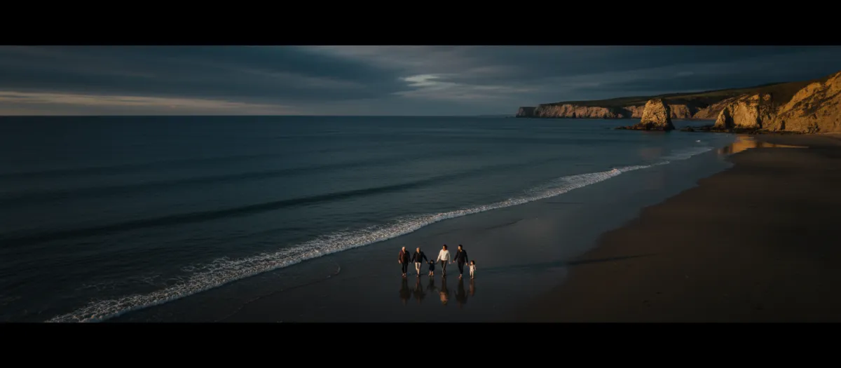 A high-altitude, cinematic view of a serene landscape representing long-term legacy and stability