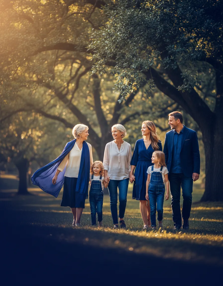 A family walking confidently, representing life insurance security
