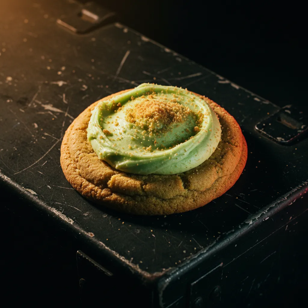Key Lime cookie in a rugged, tactical setting