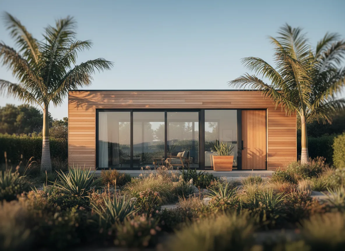 Finished luxury ADU exterior with landscaping