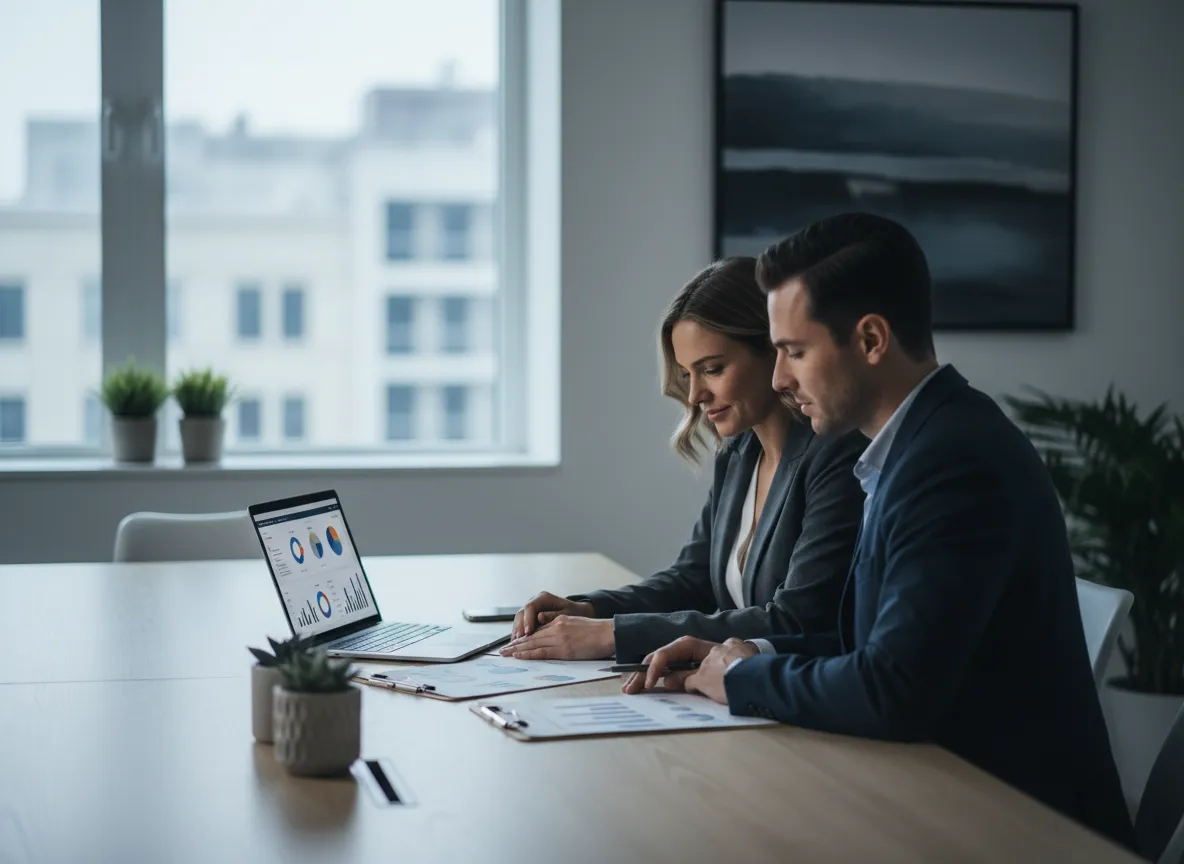 Consultant working with a small business team in a modern office setting
