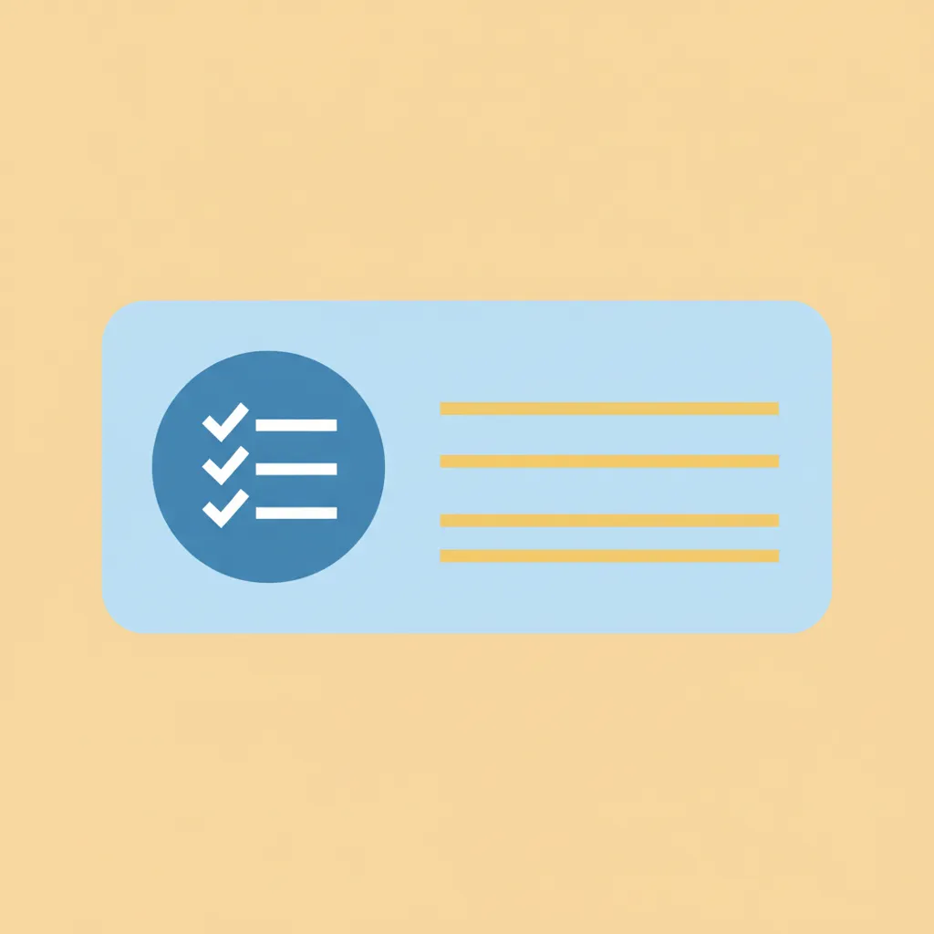 Illustrated checklist icon on a colored card, modern flat style