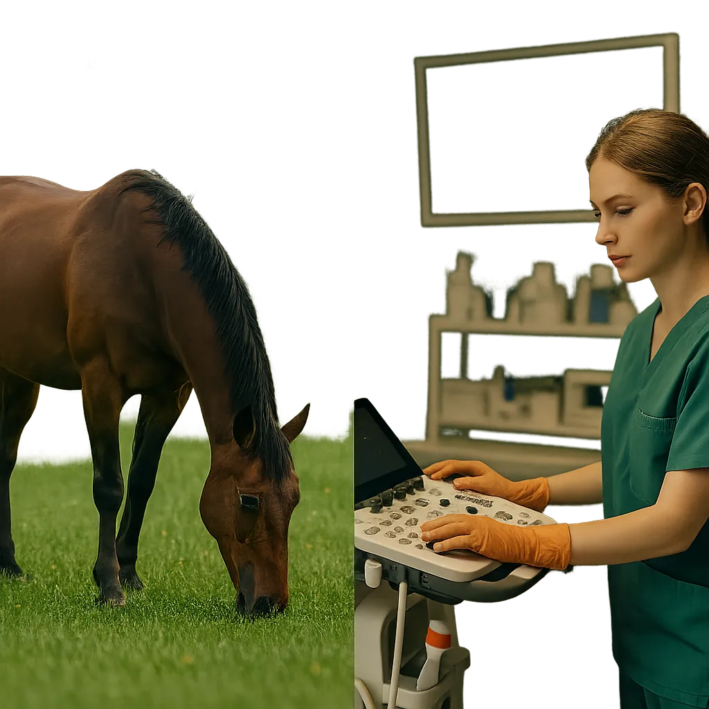 Composición visual vibrante de granja y salud animal con máscara orgánica en forma de hoja