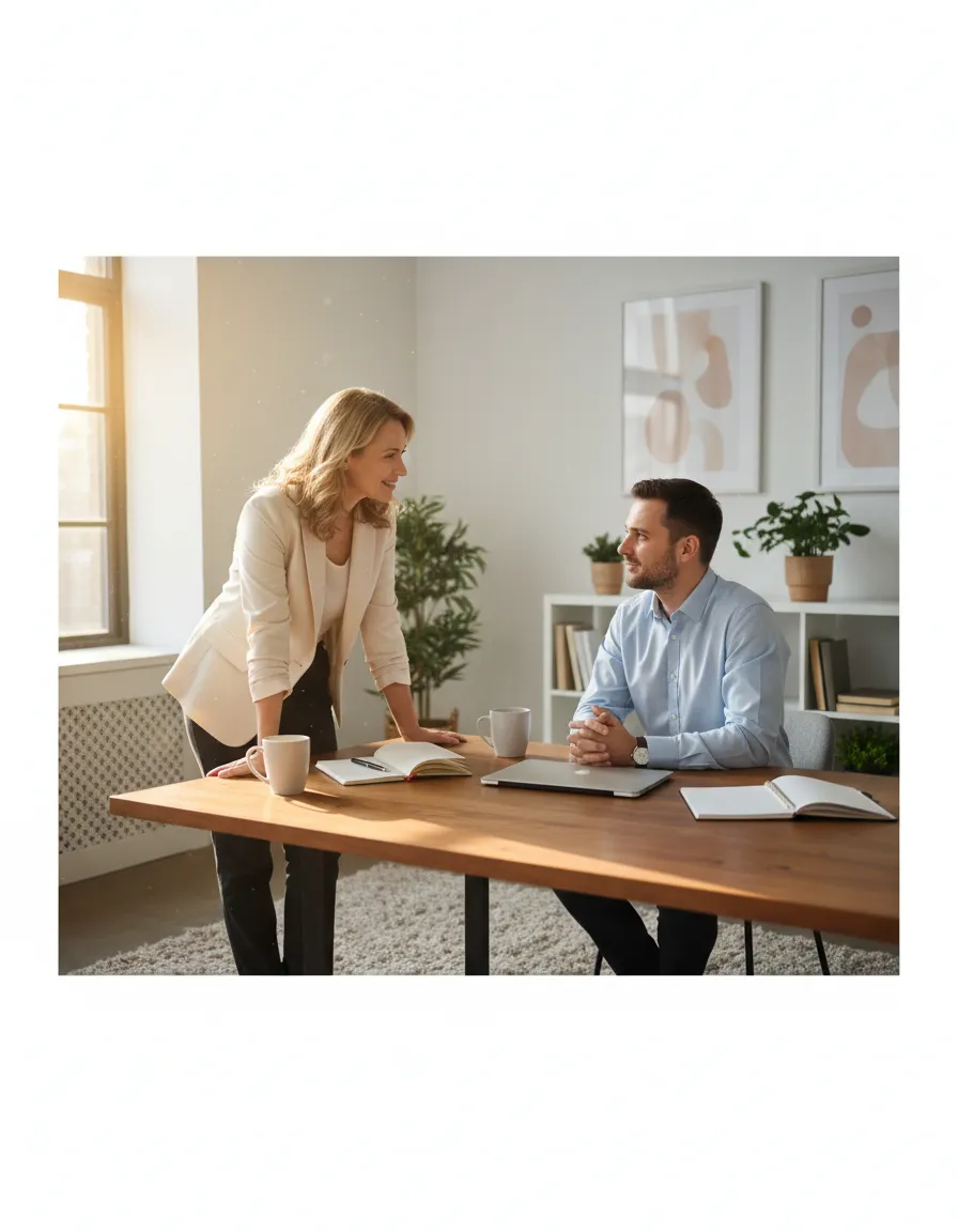 Small business owner meeting with a professional coach